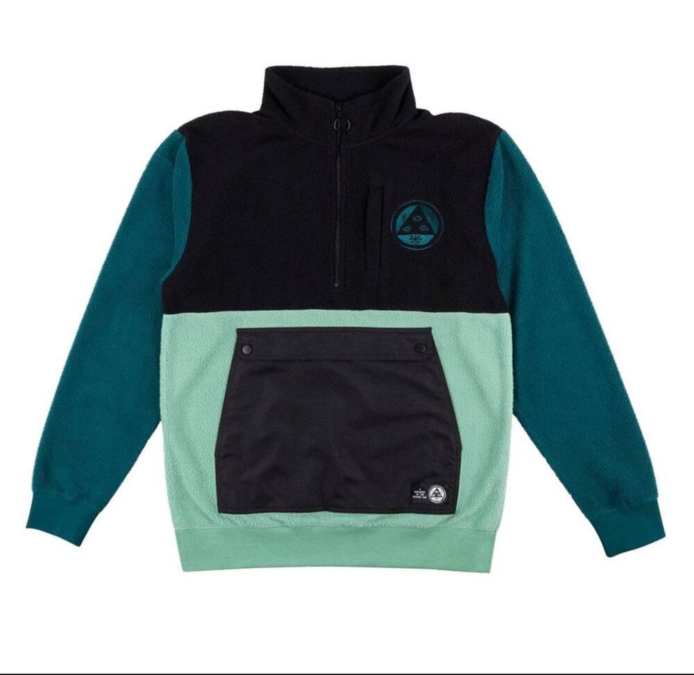 Welcome Skateboards Talisman Half-Zip Sherpa Fleece - Black/Atlantic/Sage, Small